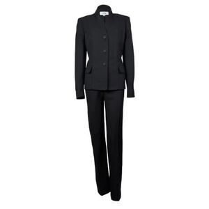 Le Suit Women's Pleated Crepe Vienna Pant Suit - Black